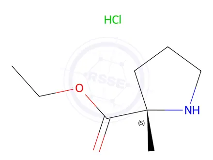 Chemical structure of ethyl(S)-2-methylpyrrolidine-2-carboxylate hydrochloride