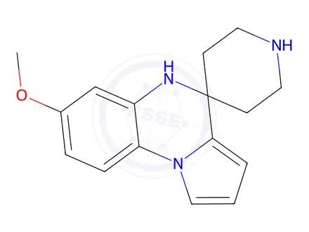 Chemical structure of 7-Methoxy-4,5-dihydrospiro[pyrrolo(1,2-a)-quinoxaline-4,4'-piperidine] hydrochloride