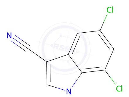 Chemical structure of 1H-Indole-3-carbonitrile, 5,7-dichloro-1-methyl-
