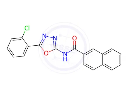 Chemical structure of N-(5-(2-Chlorophenyl)-1,3,4-oxadiazol-2-yl)-2-naphthamide