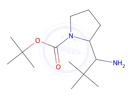 Chemical structure of Tert-butyl 2-(1-amino-2,2-dimethylpropyl)pyrrolidine-1-carboxylate