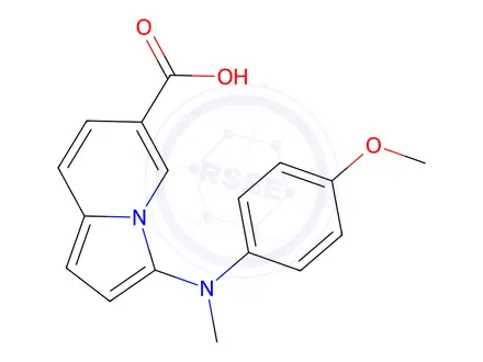 Chemical structure of 3-((4-Methoxyphenyl)(methyl)amino)indolizine-6-carboxylic acid