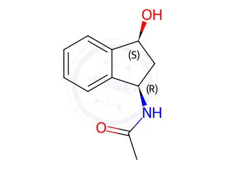 Chemical structure of Acetamide, N-[(1R,3S)-2,3-dihydro-3-hydroxy-1H-inden-1-yl]-, rel-(9CI)