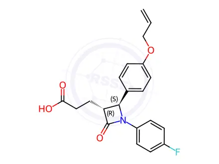 Chemical structure of 3-((2S,3R)-2-(4-(Allyloxy)phenyl)-1-(4-fluorophenyl)-4-oxoazetidin-3-yl)propanoic acid compound with dicyclohexylamine