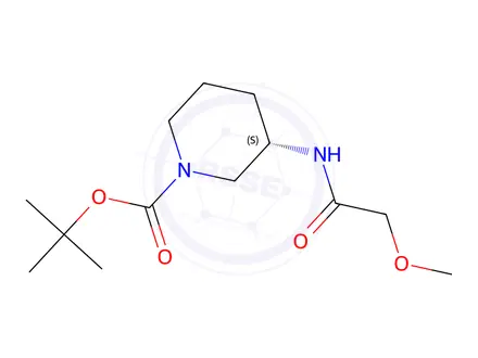 Chemical structure of (S)-tert-Butyl 3-(2-methoxyacetamido)piperidine-1-carboxylate