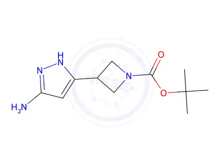 Chemical structure of tert-butyl 3-(3-amino-1H-pyrazol-5-yl)azetidine-1-carboxylate