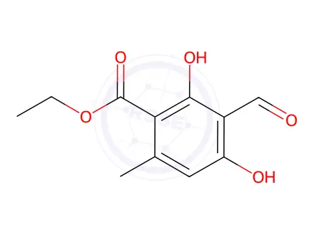 Chemical structure of Ethyl 3-formyl-2,4-dihydroxy-6-methylbenzoate