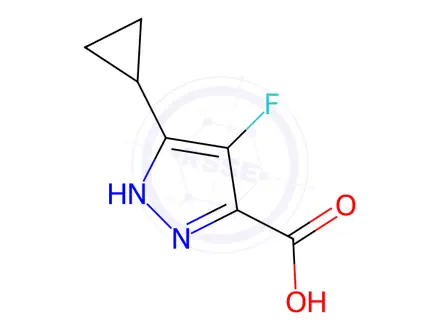 Chemical structure of 4-fluoro-3-isopropyl-1H-pyrazole-5-carboxylic acid