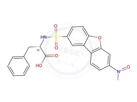 Chemical structure of (S)-2-(7-Nitrodibenzo[b,d]furan-2-sulfonamido)-3-phenylpropanoic acid