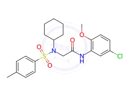 Chemical structure of N-(5-chloro-2-methoxyphenyl)-2-((N-cyclohexyl-4-methylphenyl)sulfonamido)acetamide