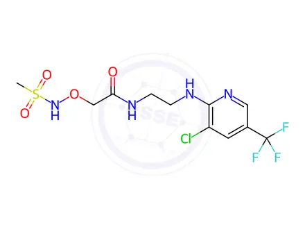 Chemical structure of N-(2-((3-chloro-5-(trifluoromethyl)pyridin-2-yl)amino)ethyl)-2-((methylsulfonamido)oxy)acetamide