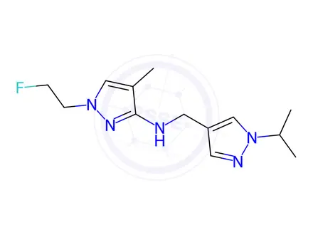 Chemical structure of 1-(2-fluoroethyl)-N-[(1-isopropyl-1H-pyrazol-4-yl)methyl]-4-methyl-1H-pyrazol-3-amine