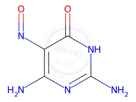 Chemical structure of 2,6-diamino-5-nitroso-1H-pyrimidin-4-one