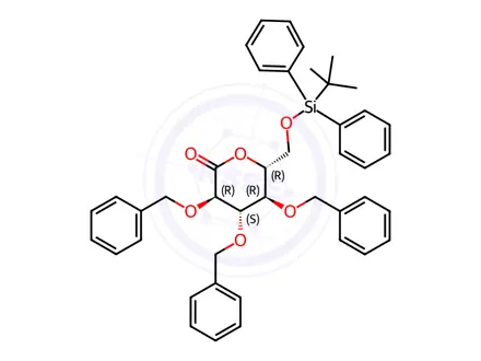 Chemical structure of 6-O-[(1,1Dimethylethyl)diphenylsilyl]-2,3,4-tris-O-D-gluconic Acid δ-lactone