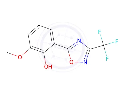Chemical structure of 2-Methoxy-6-(3-(trifluoromethyl)-1,2,4-oxadiazol-5-yl)phenol