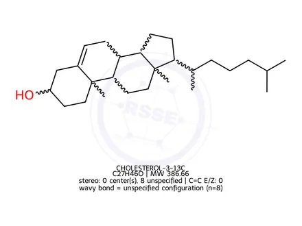 Chemical structure of CHOLESTEROL-3-13C