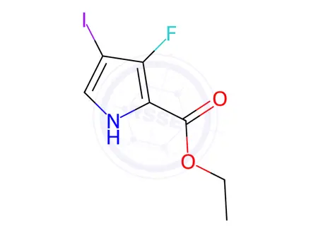 Chemical structure of 3-Fluoro-4-iodo-1H-pyrrole-2-carboxylic acid ethyl ester