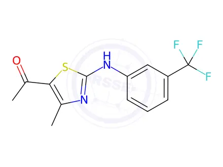 Chemical structure of 1-{4-Methyl-2-[3-(trifluoromethyl)anilino]-1,3-thiazol-5-yl}-1-ethanone