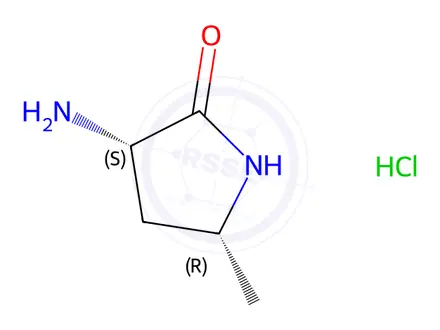 Chemical structure of (3S,5R)-3-amino-5-methylpyrrolidin-2-one hydrochloride