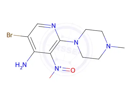 Chemical structure of 5-Bromo-2-(4-methylpiperazin-1-yl)-3-nitropyridin-4-amine
