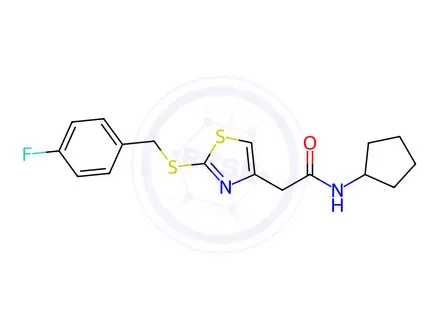 Chemical structure of N-Cyclopentyl-2-(2-((4-fluorobenzyl)thio)thiazol-4-yl)acetamide