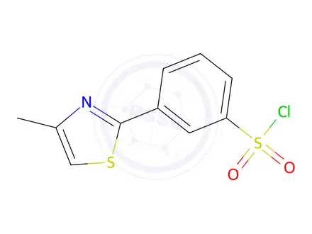 Chemical structure of 3-(4-methyl-1,3-thiazol-2-yl)benzene-1-sulfonyl chloride