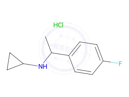 Chemical structure of N-(1-(4-fluorophenyl)ethyl)cyclopropanamine hydrochloride