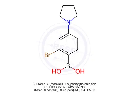 Chemical structure of (2-Bromo-4-(pyrrolidin-1-yl)phenyl)boronic acid
