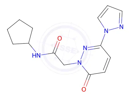 Chemical structure of N-Cyclopentyl-2-(6-oxo-3-(1H-pyrazol-1-yl)pyridazin-1(6H)-yl)acetamide