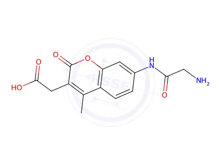 Chemical structure of glycyl-7-amino-4-methylcoumarin-3-acetic acid