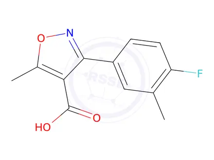 Chemical structure of 3-(4-Fluoro-3-methylphenyl)-5-methylisoxazole-4-carboxylic acid