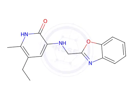 Chemical structure of 3-((Benzo[d]oxazol-2-ylmethyl)amino)-5-ethyl-6-methylpyridin-2(1H)-one