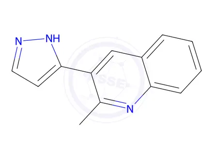 Chemical structure of 2-Methyl-3-(1H-pyrazol-3-yl)quinoline