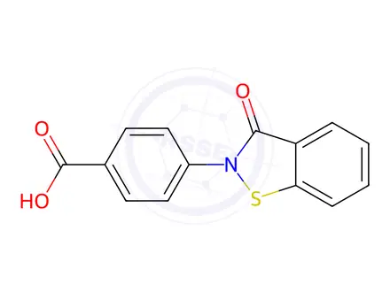 Chemical structure of 4-(3-Oxobenzo[d]isothiazol-2(3H)-yl)benzoic acid