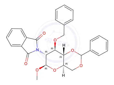 Chemical structure of Methyl 3-O-Benzyl-4,6-O-benzylidene-2-deoxy-2-N-phthalimido-β-D-glucopyranoside