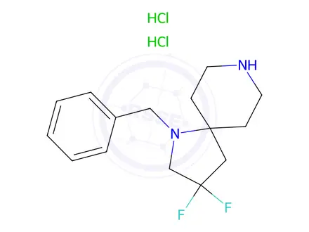 Chemical structure of 1-Benzyl-3,3-difluoro-1,8-diazaspiro[4.5]decane dihydrochloride