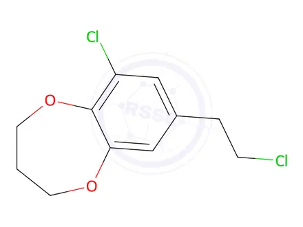 Chemical structure of 6-Chloro-8-(2-chloroethyl)-3,4-dihydro-2h-1,5-benzodioxepine