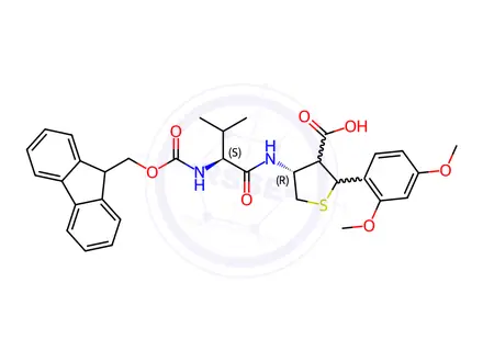 Chemical structure of Fmoc-Val-Cys(Psi(Dmp,H)pro)-OH