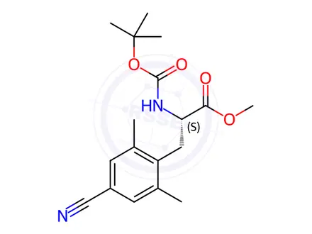 Chemical structure of Methyl (S)-2-((tert-butoxycarbonyl)amino)-3-(4-cyano-2,6-dimethylphenyl)propanoate
