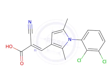 Chemical structure of 2-Cyano-3-[1-(2,3-dichlorophenyl)-2,5-dimethyl-1h-pyrrol-3-yl]prop-2-enoic acid