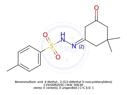 Chemical structure of Benzenesulfonic acid, 4-Methyl-, 2-(3,3-diMethyl-5-oxocyclohexylidene)hydrazide