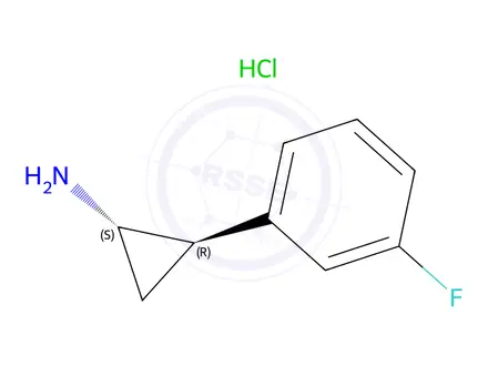 Chemical structure of (1S,2R)-2-(3-fluorophenyl)cyclopropan-1-amine hydrochloride
