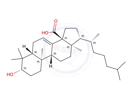 Chemical structure of 3-hydroxylanost-7-en-32-oic acid