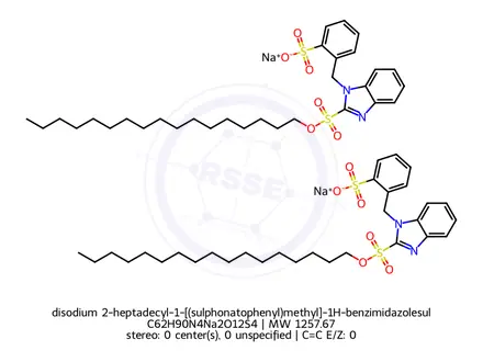Chemical structure of disodium 2-heptadecyl-1-[(sulphonatophenyl)methyl]-1H-benzimidazolesulphonate