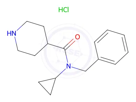 Chemical structure of n-Benzyl-N-cyclopropylpiperidine-4-carboxamide hydrochloride