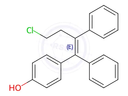 Chemical structure of (E)-4-(4-Chloro-1,2-diphenylbut-I-en-I-yl)phenol