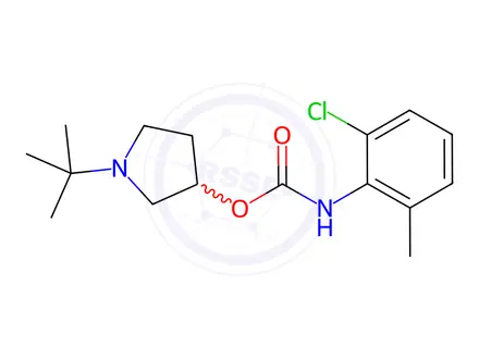 Chemical structure of N-(2-Chloro-6-methylphenyl)carbamic acid 1-tert-butyl-3-pyrrolidinyl ester