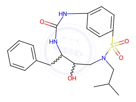 Chemical structure of 6-Benzyl-5-hydroxy-3-isobutyl-2,2-dioxo-2-thia-3,7,9-triaza-bicyclo[8.2.2] Tetradeca-1(13),10(14),11-trien-8-one