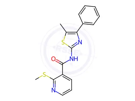 Chemical structure of N-(5-Methyl-4-phenylthiazol-2-yl)-2-(methylthio)nicotinamide