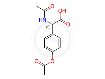 Chemical structure of (2S)-2-Acetamido-2-(4-acetyloxyphenyl)acetic acid